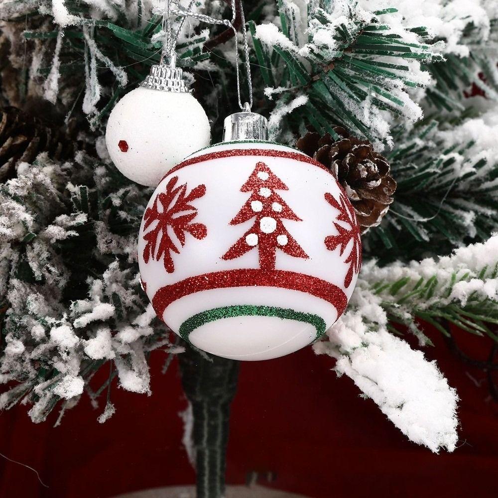 6Pcs 6cm Plastic Christmas Ball Festive atmosphere Painted Christmas Ornaments Ball Set Xmas Tree Decor Christmas Ball Pendant