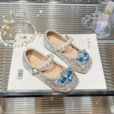 Tong Aisha chaussures de princesse en cristal saison Xiaoxian style étranger chaussures de dame perle chaussures simples pour enfants strass