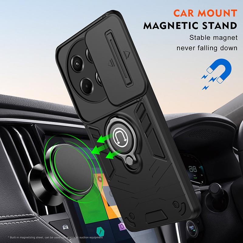 Luxury Car Magnetic Case For Tecno Spark GO 2024 GO1 Spark 20 20C 30 Pro Anti-Knock Back Cover Slide Camera Lens Protector Cover