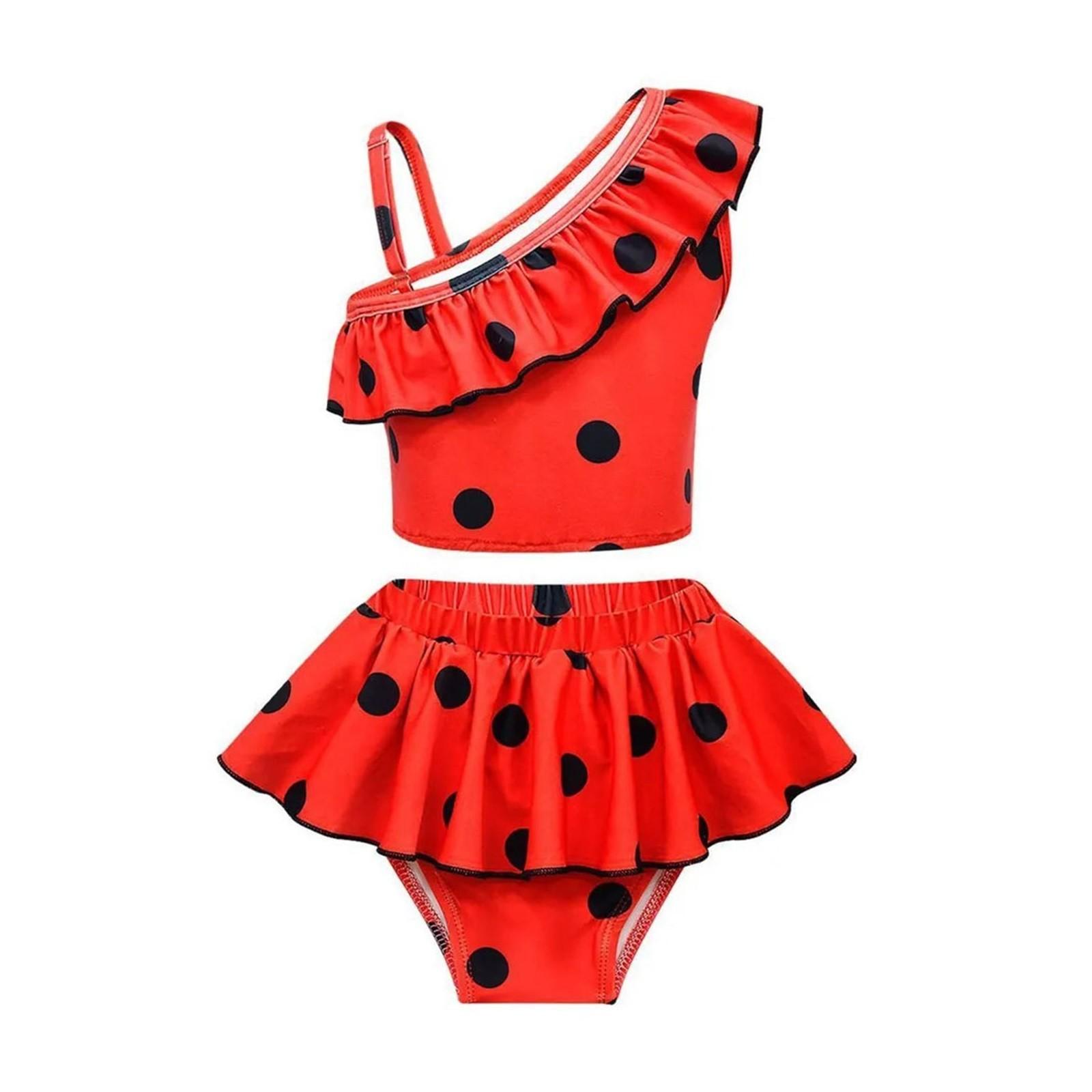 

Girls Red & Black Polka Dots Bathing Suit Bikini Swimsuit Swimwear 120
