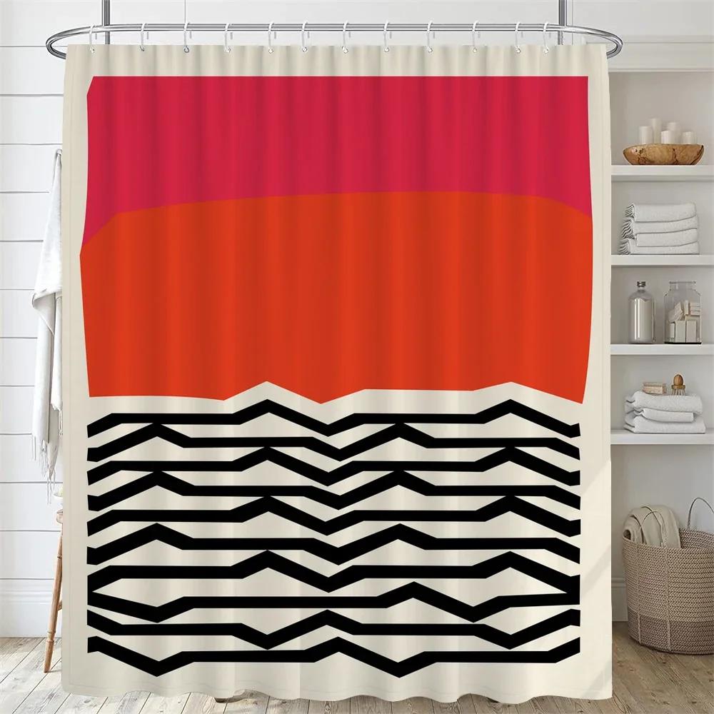 Bathroom Nordic Abstract Painting Shower Curtain Medieval Minimalist Art Polyester Fabric Shower Curtain 180 * 180CM with Hooks