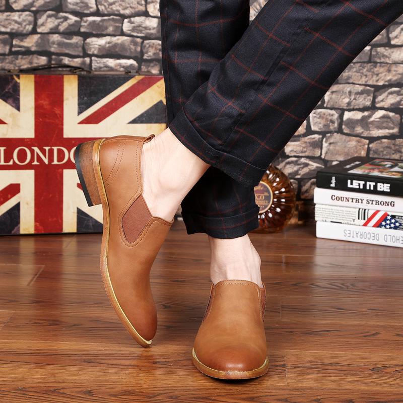 Men's Shoes Pointed Toe Large Retro British Style Business Casual Formal Leather Shoes for Men Zapatos De Hombre