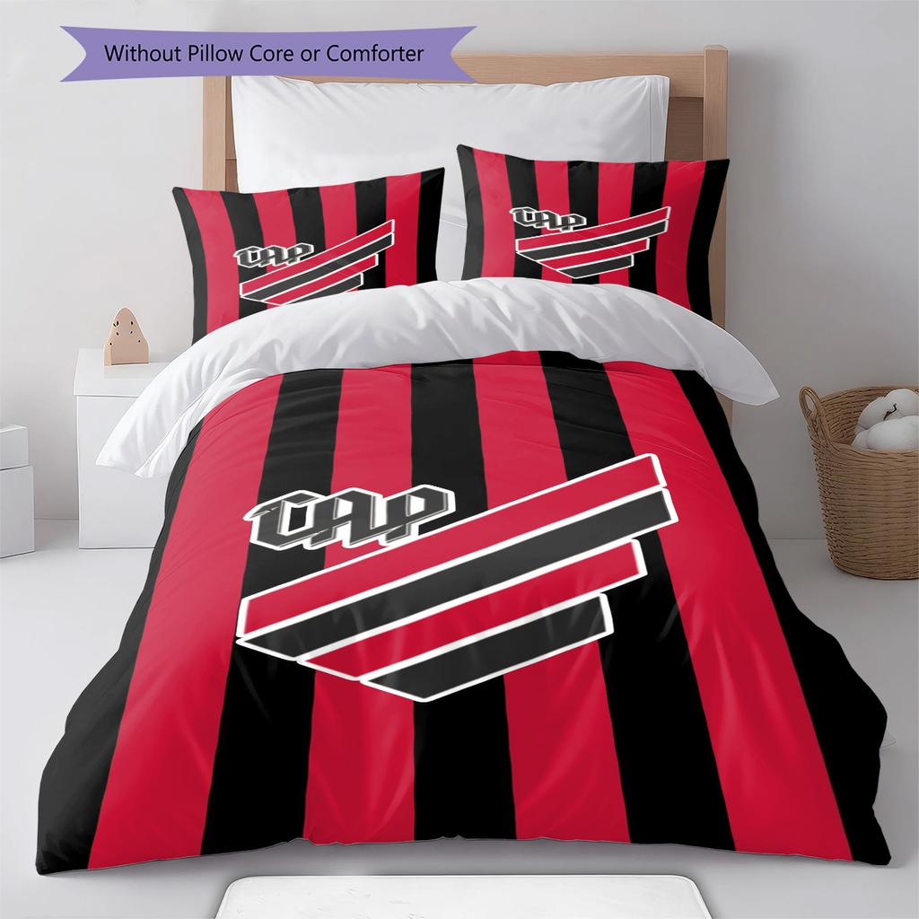 Athletico Paranaense Pattern Bedding Set Quilt Cover Pillowcase Home Decor Gift (1 * duvet cover + 2 * pillowcase, without core)