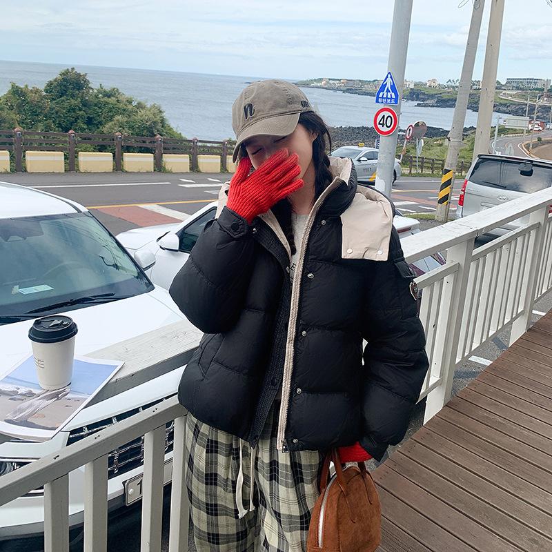 

2025 Пуховик Женский Короткий Корейский Свободный С Капюшоном Куртка-Хлеб Зима Новая Хлопковая Куртка Студенческая Стеганая Куртка S чёрный