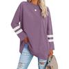 2022 Women's Loose Color Block T-Shirt with Drop Shoulder Sleeves and Round Neck