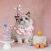 Rhinestone Pet Birthday Hat Scarf Set Cute Cat Princess Hat  Pet Birthday Party