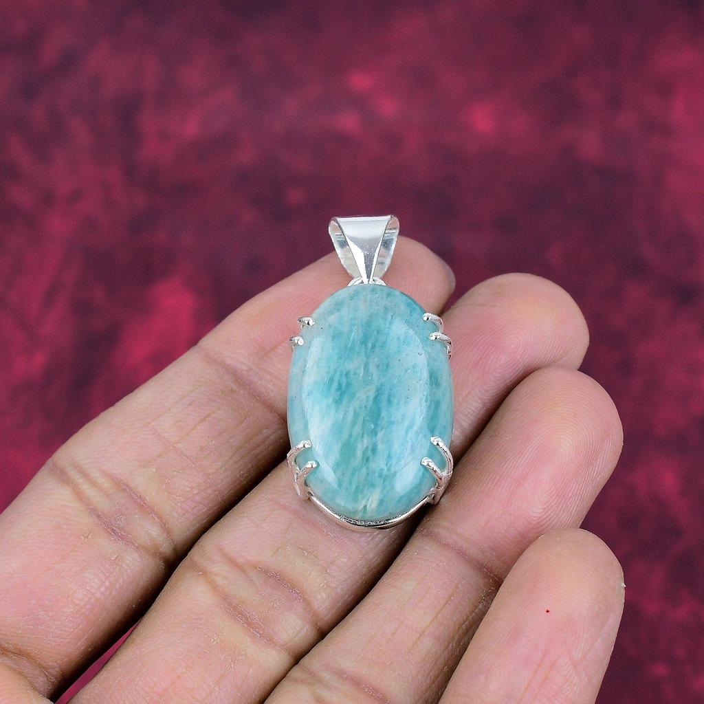 Amazonit-Anhänger, 925er Sterlingsilber, handgefertigter Edelsteinschmuck, Geschenke für die Frau, brandneuer Anhänger