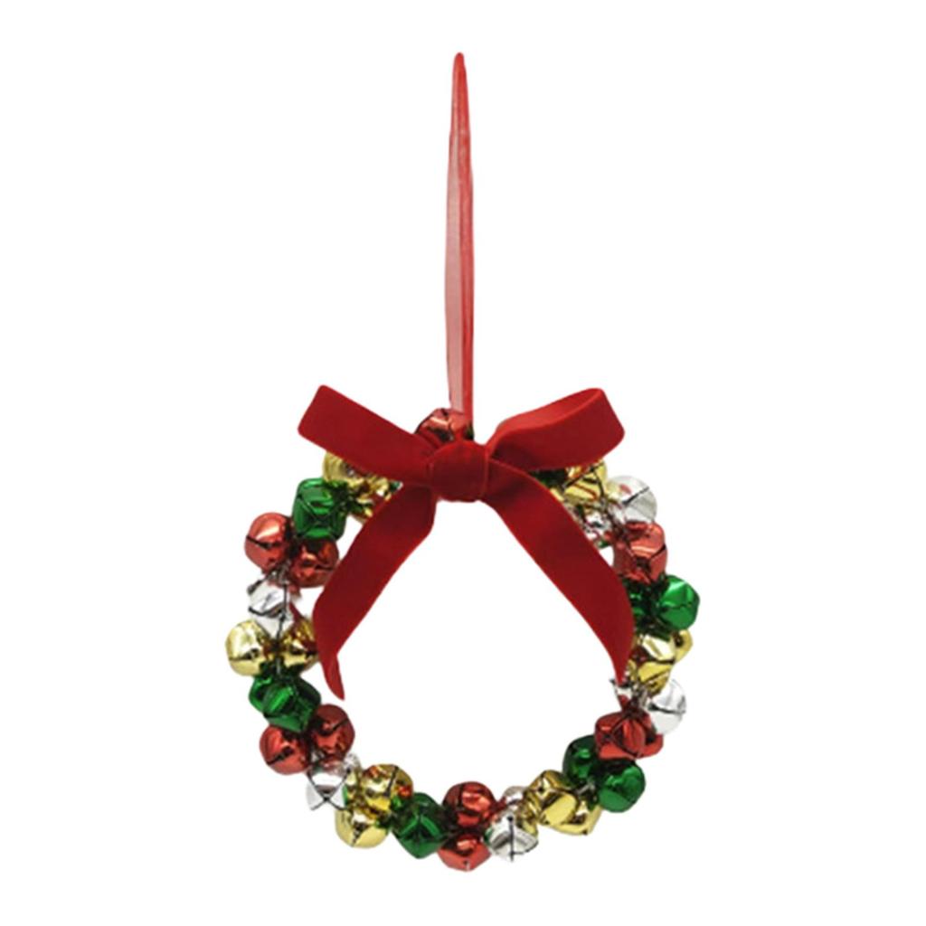 Christmas Bell Wreath with Bowknot Decorative Gift Hanging Decor Christmas Decoration Xmas Wreath for Outdoor Window Holiday