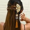 Pearl Pearl Fringe Hairpin Retro Fan Shape Bride Tiara U Shape Hair Frok  Hanfu Hair Accessories