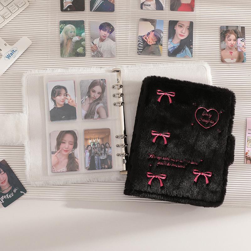A4/A5 3 Inch Small Card Storage Bowknot Plush Photo Album Binder Photocard Collection Books Loose-Leaf Photocard Holder