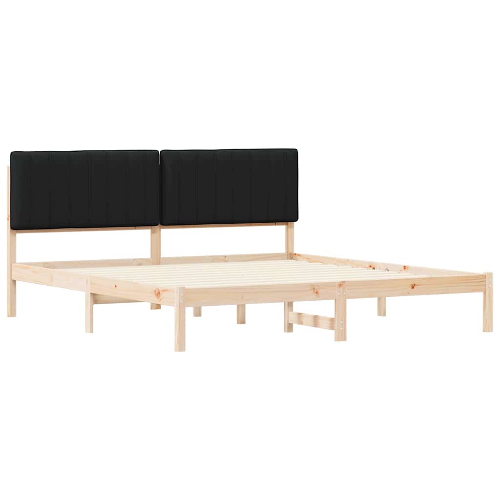 Bed Frame with Padded Headboard Black 180 x 200 cm