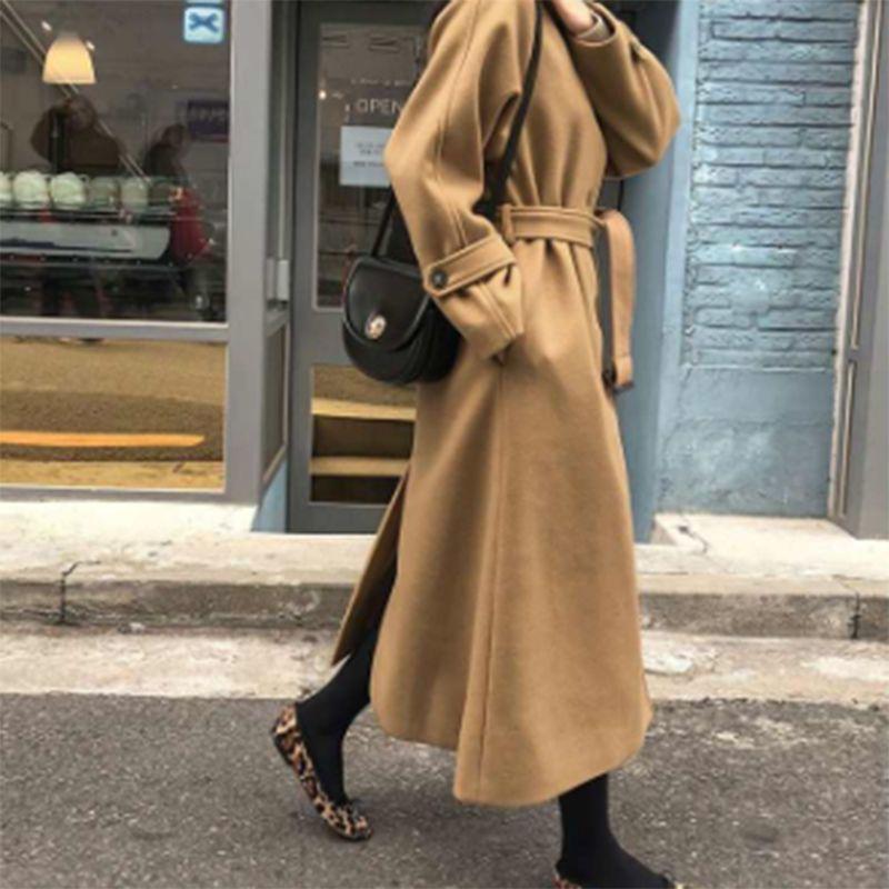 Padded and thickened 2 winter medium and long loose and thin woolen coat women's autumn woolen coat