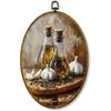 Hiuwevt Kitchen Oval Wall Art Decor, Vintage Still Life Garlic Framed Canvas Prints, Rustic Cottagecore Farmhouse Food Round Wall Hanging Decor for