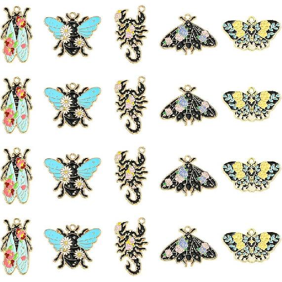 DanLingJewlry 50Pcs 10 Styles Zoo Animal Charms Cute Enamel Animal Charms Panda Fox Giraffe Tiger for DIY Jewelry Making