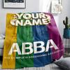 שמיכת פלנל מודפסת בדוגמת ABBA עם שם מותאם אישית, 1 יחידה, מתאימה לכל העונות, לקישוט הבית, לחום ונוחות, מתנות, מתנת חג