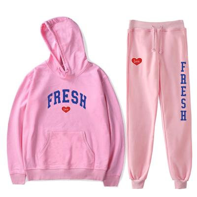 Odzież damska Sturniolo trojaczki bluza z kapturem spodnie do biegania dwuczęściowy zestaw bluzy + spodnie dresowe świeże logo miłości mężczyźni zestaw damski