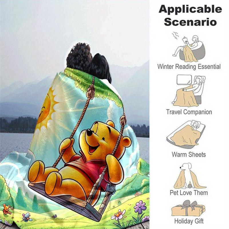 1pc Winnie The Pooh Printing Blanket - Soft, All-Season Throw for Office Blanket, | Personalized Gift with Adorable Cartoon Design
