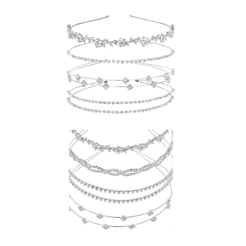 4pcs Glitters Wedding Headbands Rhinestones Hair Accessories for Women Elegant Bridal Party Hairpieces