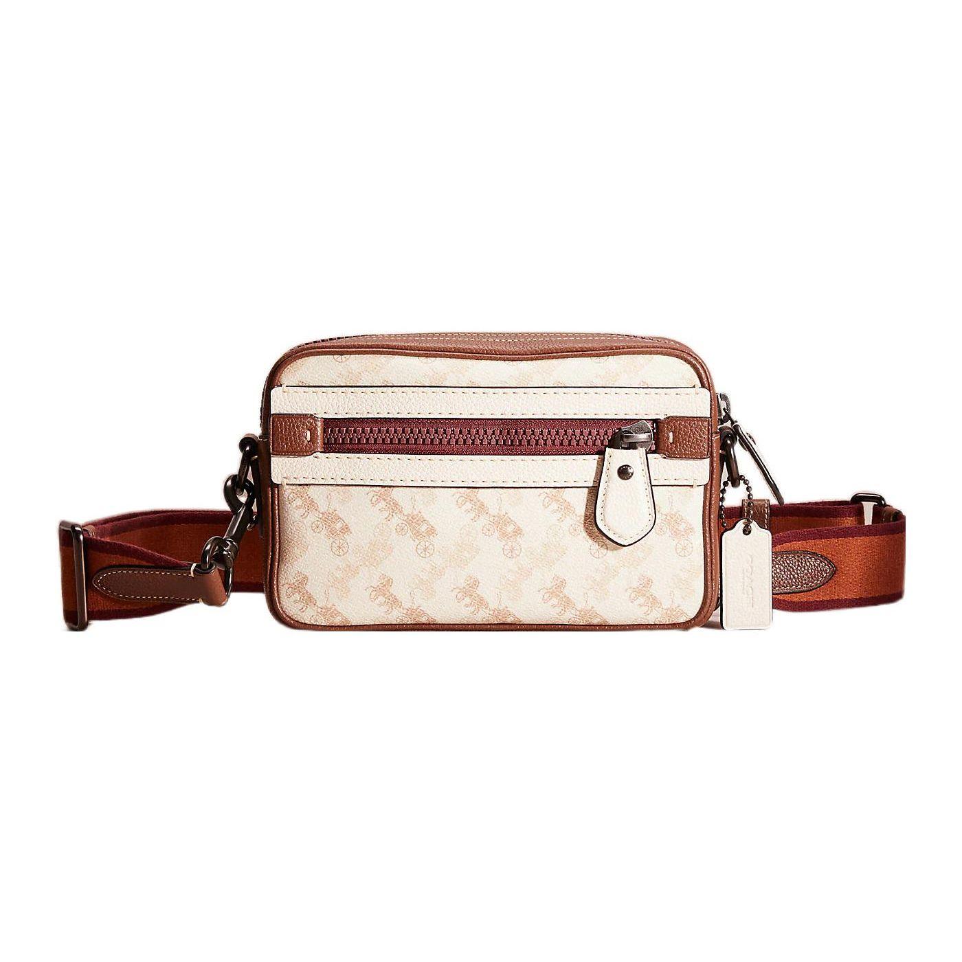 

Coach Academy 23 Horse And Carriage Print Tag Zipper Closure Pebble Grain Canvas And Leather Camera Bag Women Shoulder Bag White Brown CQ688-JICHK Basic Set (Bag+Dust Bag)
