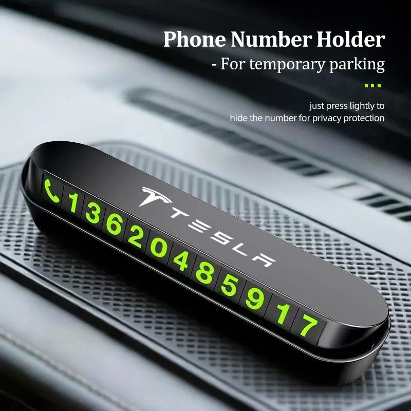 Car Temporary Parking Card Auto Emblem Phone Number Card Plate Sticker For Tesla Model Y Model 3 Model S Model X Roadster SpaceX