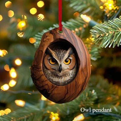 New Animal World Owl Raccoon Hippo Christmas Ornament Christmas Tree Pendant 2D Acrylic Flat Pendant KTY