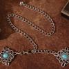 Women's Heavy Industry Exquisite Carving Chinese Knot Palace Style Heavy Metal Waist Chain Retro Fashionable Dress Turquoise Belt