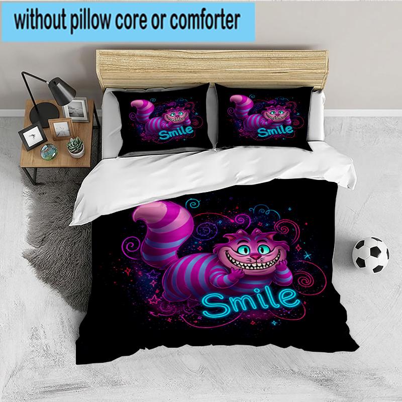 3PCS WonderlCat Fantasy Bedding set,Ideal For1pc Duvet Cover And 2pcs Pillowcases Perfect for Christmas gift,Ideal for Bedroom, Dormitory