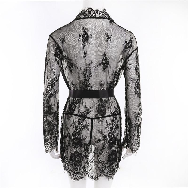 Lace Nightgowns Sleepwear Transparent Pajamas Negligee Open Crotch Sleepdress Women Robes Nightwear Sexy Underwear