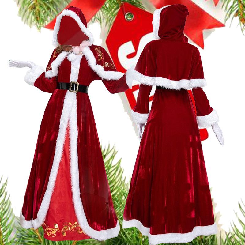 New Christmas costume: Christmas Queen Old People's Party cosplay Performance costume Little Red Riding Hood long dress