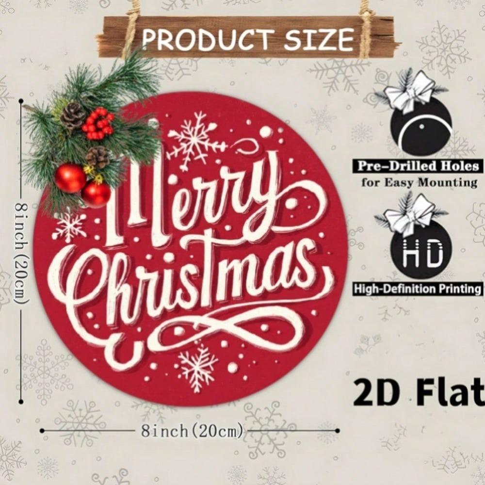 Heavy Duty Vintage Iron Wall Art Merry Christmas Round Metal Sign Snowflake Design Indoor Outdoor Holiday Decoration Home Office Decor