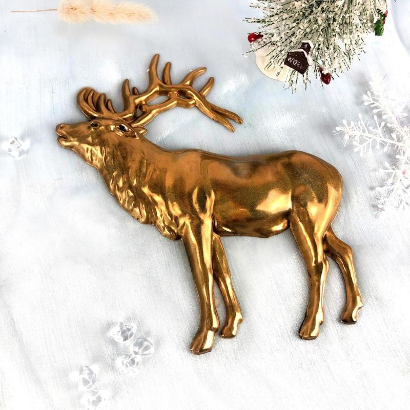 3D Animal Resin Mold Epoxy Resin Mold with Realistic Elk Shapes Fine Carved Silicone Mold for Wall Desktop Décoration