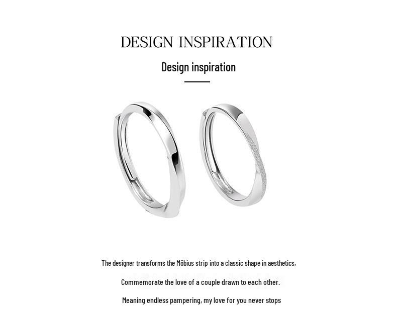 S925 Sterling Silver Möbius Ring: Women's Adjustable Luxury Plain Band Design