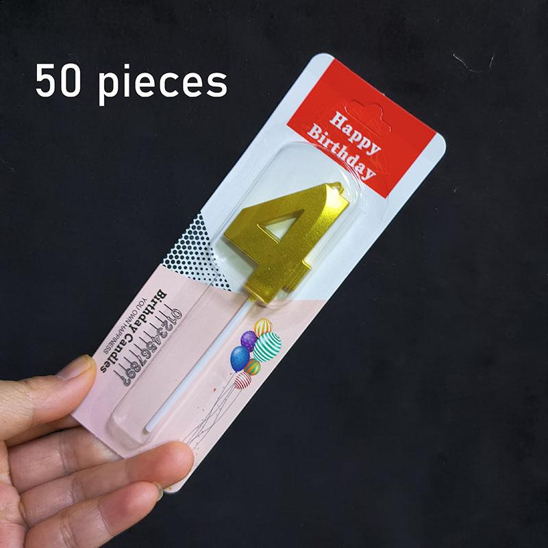 50pcs/lot Wholesale Gilding Number 0-9 Sweet Birthday Cake Candles Bulk Sales Cakes Decorating Supplies for Home Decor