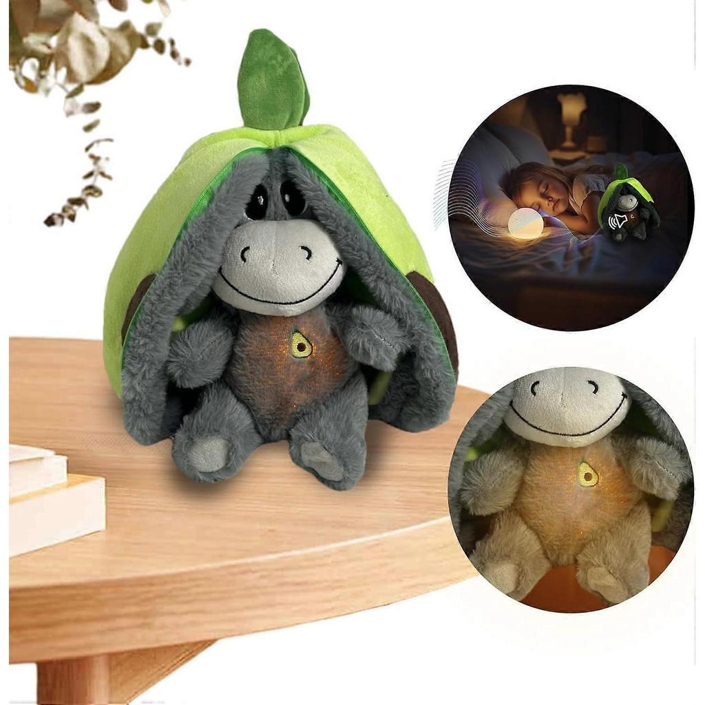 Breathable Sleep Buddy – Interactive Cuddle Buddy  Cartoon caricature, soothing animal plush toy with breathing motion lights green