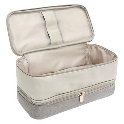 Double Layer Hair Dryer Storage Bag PU Leather Hair Tool Curler Storage Case Dustproof WaterProof Portable Travel Cosmetic Bag