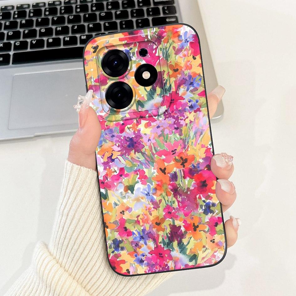 For Tecno Spark 10 Pro Case Cartoon Flower Liquid Silicone Shockproof Cover For Tecno Spark10 Pro Spark 10Pro 4G KI7 Phone Cases