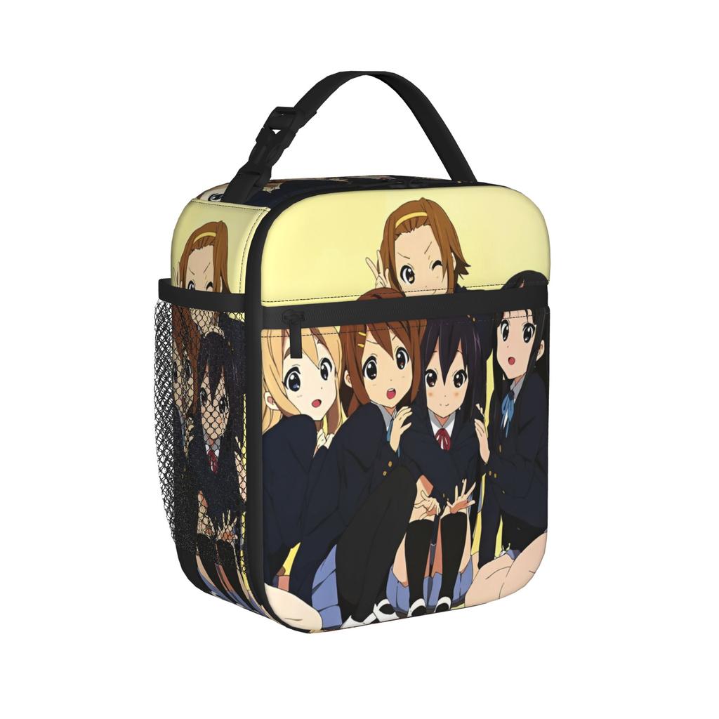 K-On Anime Insulated Lunch Bag Cooler Bag Lunch Container Yui Mio Ritsu Ui Azusa Tote Lunch Box for Men Women Work Travel