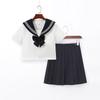 After-Sales Black Collar White JK Sailor Suit Set with Pleated Skirt