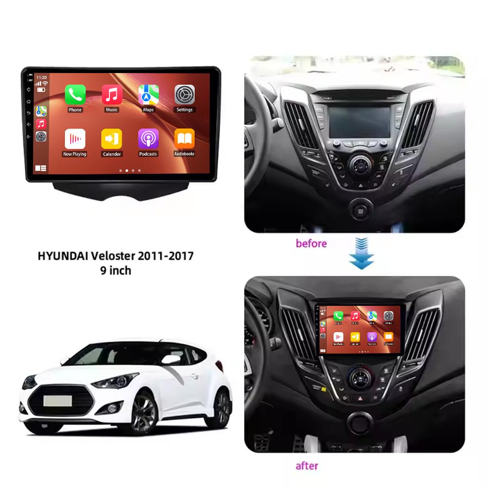 Car Radio Carplay For Hyundai Veloster FS 2011 - 2017 Navigation GPS Android Auto Bluetooth Stereo Multimedia Player 2din 4G