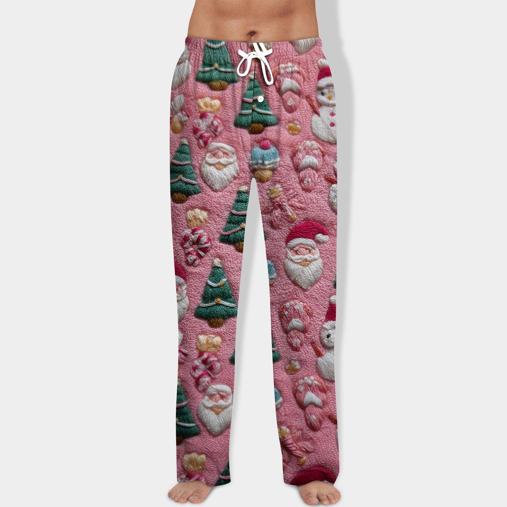 Men's Christmas Print Drawstring Pants Casual Pajama Pants