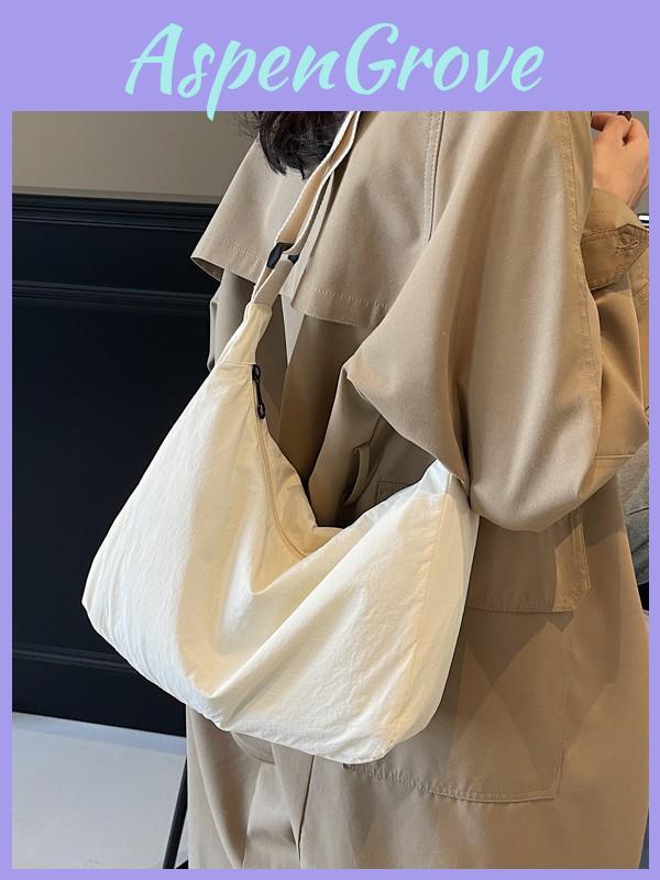 Portable Nylon Crossbody Bag With Water Dumpling Shape And Mobile Pocket For Casual Outings