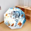 1 PC Automatic Folding Umbrella - White Tiger with Falling Leaves Pattern, Portable & Foldable Design with 8 Ribs, Christmas Birthday Gifts
