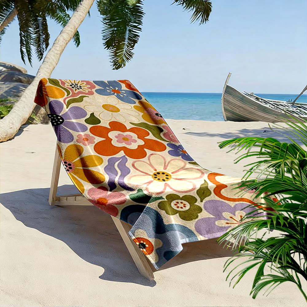 Retro Floral Pattern Beach Towel Beach Towel Quick-drying for Travel Outdoor Sports Jogging Beach and Swimming