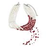 Rock Concert Outfit Accessories Gothic Blood Drop Choker, Layered Faux Pearl Necklace, Red Tassel Vintage Style Beaded Choker Earrrings, Punk Vampire