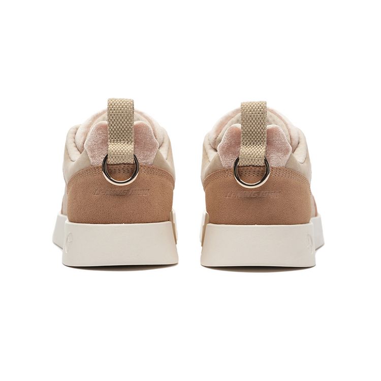 Li-Ning 1990 Wind Chime Retro Color Block Non-Slip Wear-Resistant Low-Top Skate Shoes Women Sneakers Milk-Brown ALFS178-1