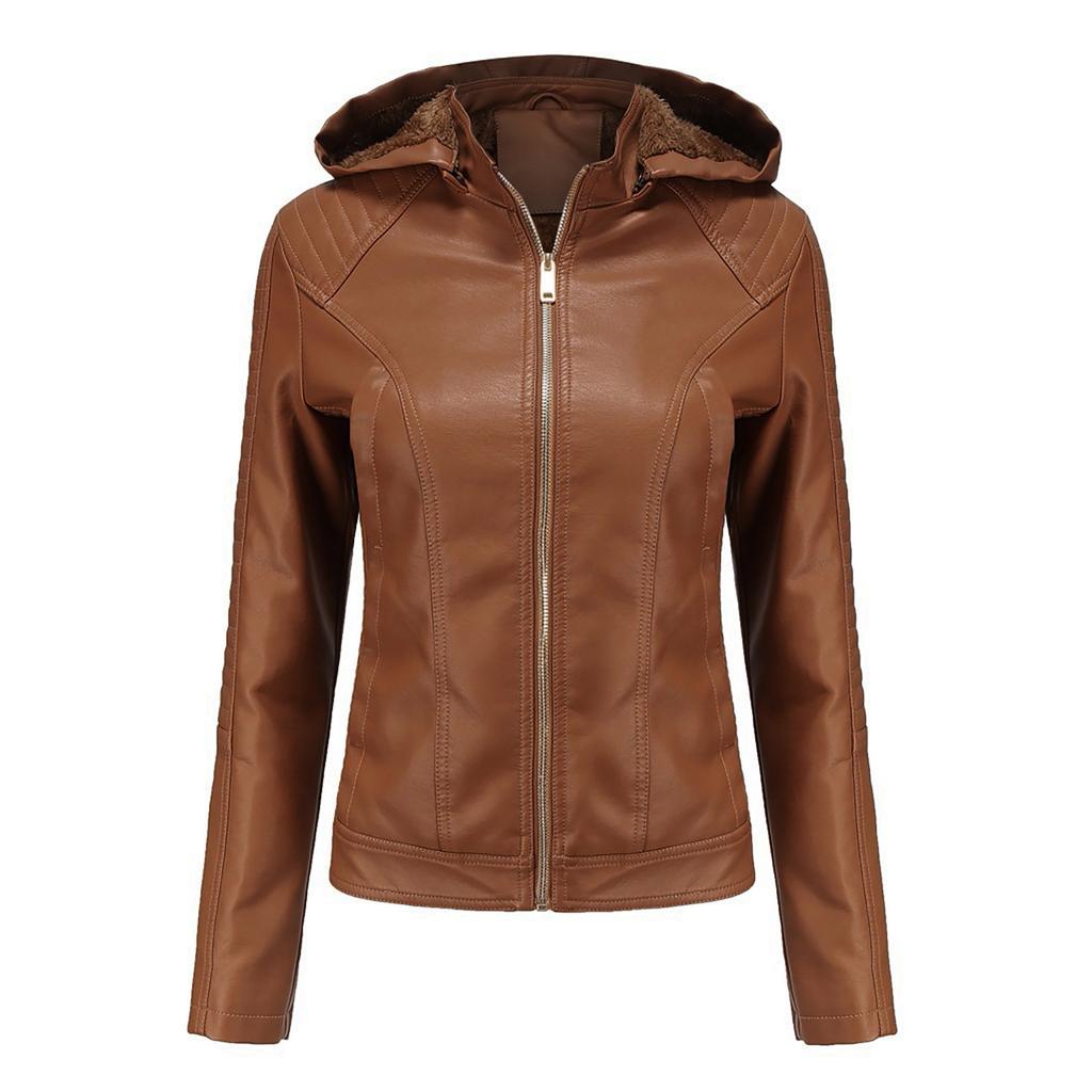 Winter Warm Women Short Coat Leather Jacket Zipper Tops Overcoat Outwear