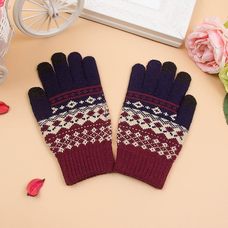 

New touch screen gloves are piled and thickened, winter jacquard warm gloves, men s and women s gloves. світло-сірого кольору
