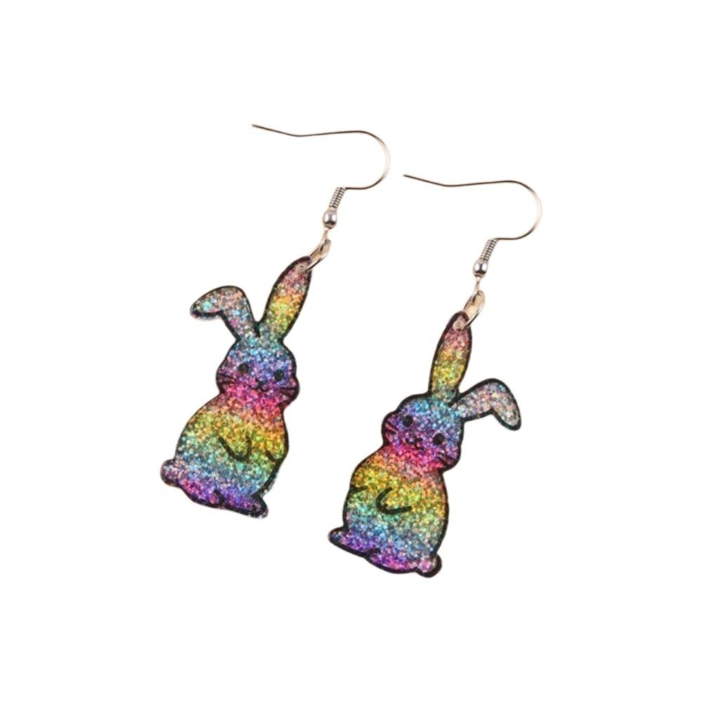 Acrylic Bunny Pendant Earrings Cartoon Easter Egg Dangle Earrings Fashion Easter Egg Earrings  Men