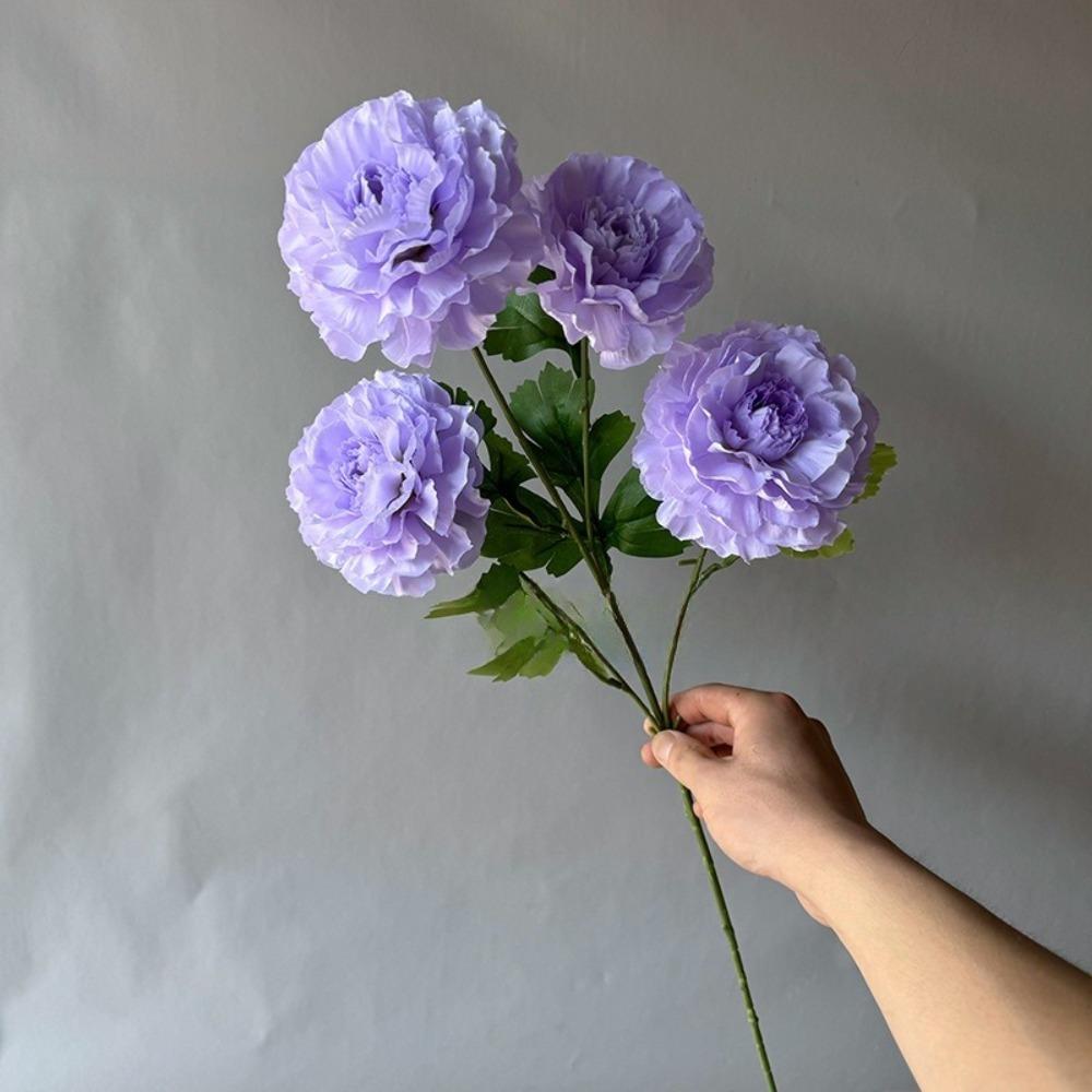 4 Heads Large Peony Artificial Flowers Long Branch Faux Silk Flower Wedding Decoration