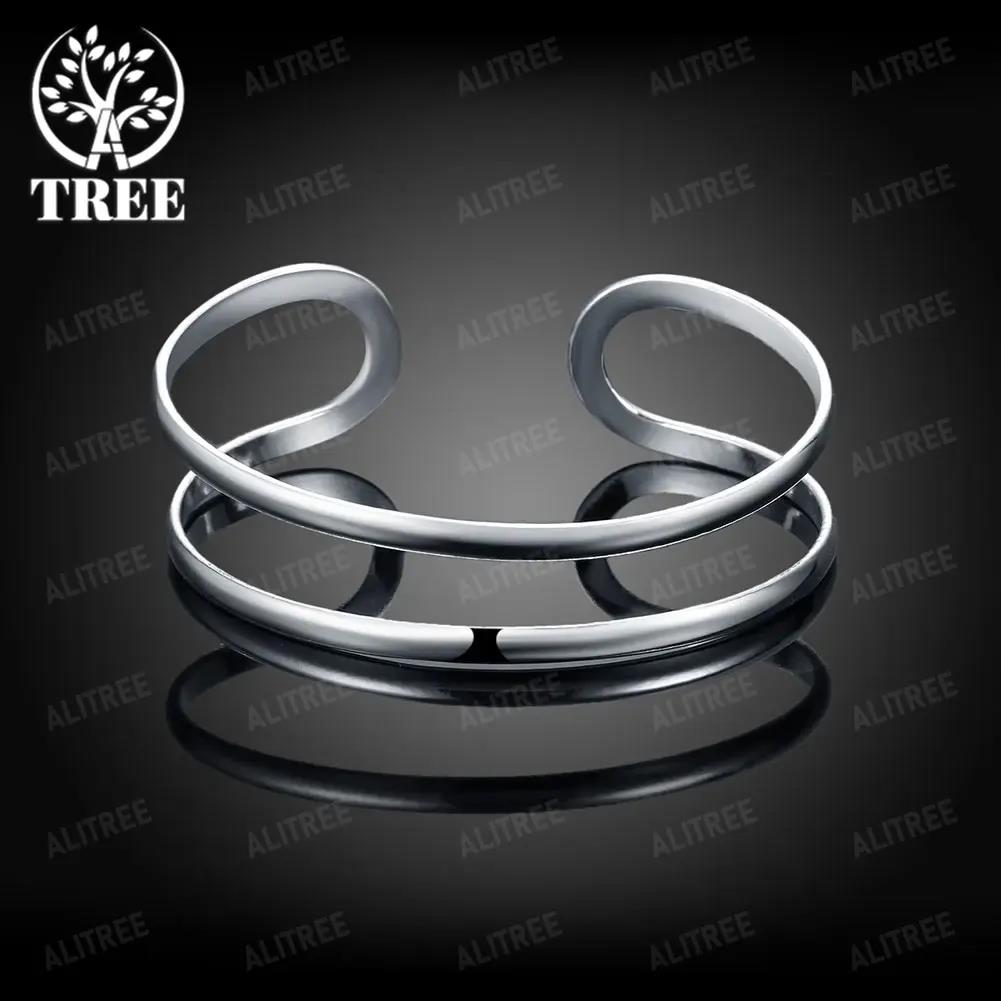 High Quality 925 Sterling Silver Double Line Bangle For Man Women Adjustable Bracelet Fashion Party Wedding Streetwear Jewelry